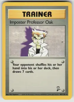 Imposter Professor Oak 102/130 Rare Base Set 2 Pokemon Moderately Played - Image 1
