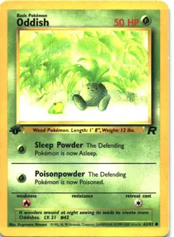 Oddish 63/82 Common Team Rocket Pokemon 1st Edition Moderately Played - Image 1