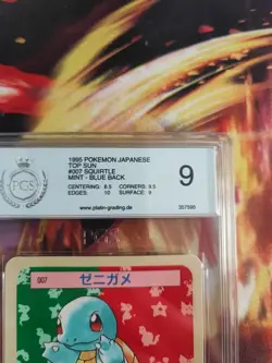 Pokemon Card Schiggy Squirtle Topsun Bandai Blue Back 1995 PGS PSA 9 Mint Japan - Image 4