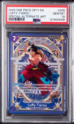 2025 ONE PIECE OP11-A FIST OF DIVINE SPEED #005 LUFFY-TAROU PSA 10 - Image 1
