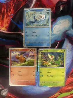 Pokemon BW Promo Holo Oshawott Tepig Snivy Lot - 3 Cards - Image 1