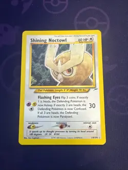Pokemon TCG Neo Destiny Shining Noctowl Holo Rare Card 110/105 - Image 1