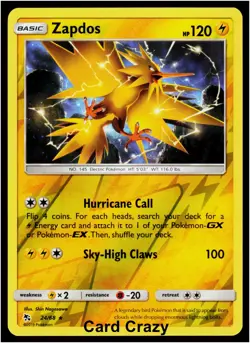 Zapdos 24/68 - Hidden Fates - Reverse Holo Pokemon Card - Near Mint (NM) - Image 1