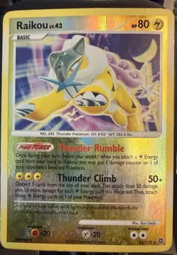 Pokemon Raikou 16/132 Secret Wonders Reverse Holo Rare 80 HP Card TCG EN - Image 1