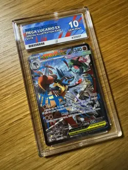 ACE 10 Mega Lucario EX 179/132 Pokemon Card SIR Mega Evolution PERFECT SUBGRADES - Image 1