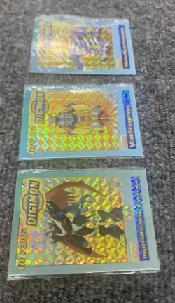 X3 1999 Digimon Holo Cards WarGreymon 306/Metalgarurumon 91/Wargreymon 90 Bandai - Image 2