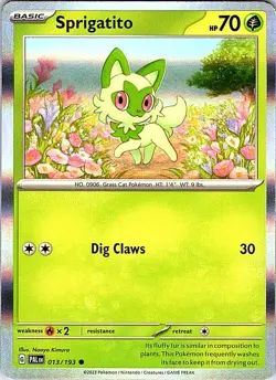 Sprigatito 013/193 Holo Common Miscellaneous Cards & Products Pokemon Holo NM - Image 2
