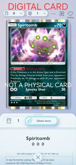 Spiritomb Pokemon Pocket Mobile Game Card Fantastical Parade Set ◇◇◇ Card Trade - Image 1