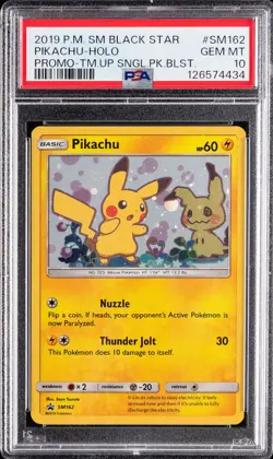 2019 POKEMON SM BLACK STAR PROMO #SM162 PIKACHU-HOLO PSA 10 - Image 1
