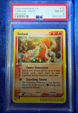 Torkoal 12/97 Holo Dragon Vintage Pokemon Graded Slab PSA Mint 8 - Image 1