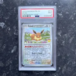 2025 Pokemon Prismatic Evolution Eevee Pokemon Day 074/131 PSA 9 - Image 1