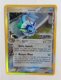 Vaporeon 18/113 Pokemon EX Delta Species 2005 Stamped Reverse Holo Rare - LP - Image 1