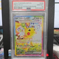 2024 Pokemon SV Surging Sparks SSP EN Pikachu Ex #238/191 Illustration PSA 10 - Image 1