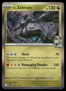 Pokemon Cards N's Zekrom 155/217 Holo Ascended Heroes Rare NM - Image 1