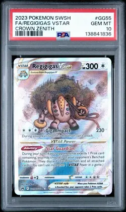 2023 POKEMON SWORD & SHIELD CROWN ZENITH #GG55 FULL ART/REGIGIGAS VSTAR PSA 10 - Image 1