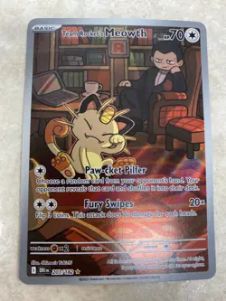 Team Rocket's Meowth 203/182 Pokemon Destined Rivals Illustration Rare NM - Image 1