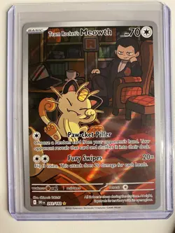 Team Rocket's Meowth 203/182 Pokemon Destined Rivals Illustration Rare NM - Image 3