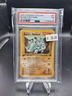 2000 Pokemon Gym Challenge 1st Edition Blaine's Rhyhorn PSA 7 - Image 1