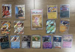 2003 Pokemon 151 Hyper Rare 205 Mew EX PSA 8 + 15 Hits Bonus Cards - Image 1
