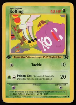 Koffing 58/82 Common Team Rocket Pokemon 1st Edition Heavily Played - Image 1