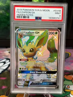 2019 POKEMON SUN & MOON HIDDEN FATES LEAFEON GX #SV46 PSA 9 MINT - Image 1