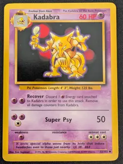 Kadabra - 32/102 Base Set Uncommon - LP - Pokemon TCG WOTC - Image 3