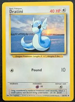 Dratini - 26/102 Base Set Uncommon - LP - Pokemon TCG WOTC Vintage 1999 - Image 3