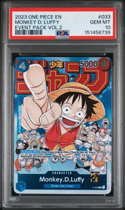 2023 ONE PIECE PROMOS EVENT PACK VOL.2 #033 MONKEY D. LUFFY PSA 10 - Image 1