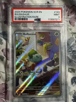 Pokemon TCG Squirtle Stellar Crown Illustration Card 148/142, PSA 9 Graded - Image 1