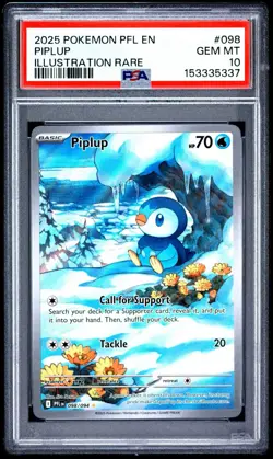 2025 POKEMON PFL EN-PHANTASMAL FLAMES ILLUSTRATION RARE #098 PIPLUP PSA 10 - Image 1