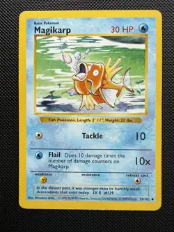Magikarp 35/102 Base Set Shadowless Pokemon Card 1999 WOTC MP - Image 1