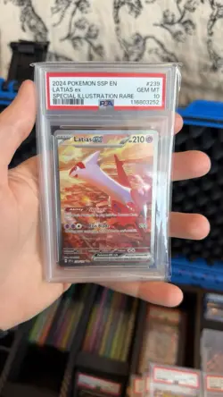 2024 POKEMON SSP EN-SURGING SPARKS SPECIAL ILLUSTRATION RARE LATIAS EX PSA 10 - Image 1