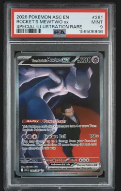 2026 POKEMON ASC EN-SPECIAL ILLUSTRATION RARE #281 TEAM ROCKET'S MEWTWO EX PSA 9 - Image 3