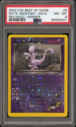 ROCKET'S MEWTWO REVERSE HOLO 8/9 WINNER BEST OF GAME PROMO POKEMON PSA 8 - Image 1