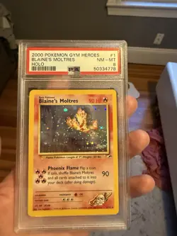 Pokemon 2000 Gym Heroes Blaine's Moltres 1/132 Holo Unlimited PSA 8 English - Image 1