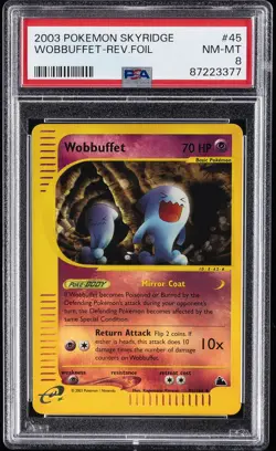 2003 POKEMON SKYRIDGE #45 WOBBUFFET-REVERSE FOIL PSA 8 - Image 1
