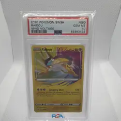 Pokemon Vivid Voltage Raikou 50/185 Amazing Rare Sword & Shield PSA10 GEM Mint - Image 1