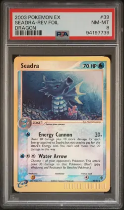 2003 POKEMON EX DRAGON 39 SEADRA-REVERSE FOIL PSA 8 - Image 1