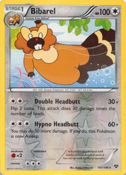 Bibarel 107/146 Rare XY Pokemon Reverse Holo Moderately Played - Image 1