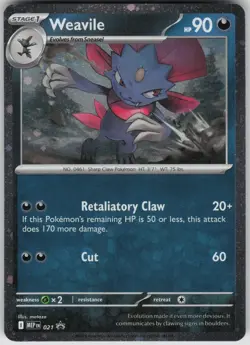 Weavile (Cosmos Holo) 021 Holo ME: Mega Evolution Promo Pokemon Holo NM - Image 1