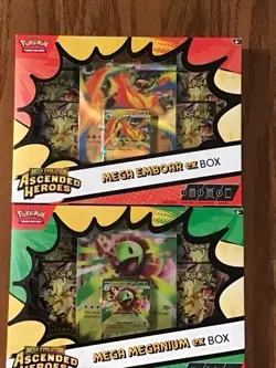 Pokemon Ascended Heroes Mega Meganium ex & Mega Emboar ex Box Booster Promo Set - Image 3