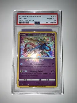 PSA 10 2020 Pokemon SWSH Vivid Voltage Zacian Amazing Rare 82/185 Gem Mint - Image 2