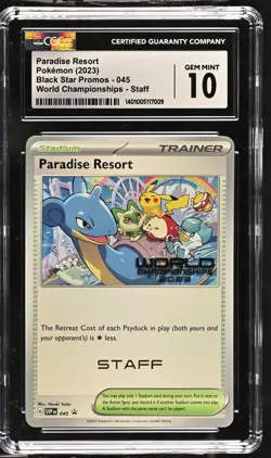 PARADISE RESORT World Championships 2023 Promo STAFF #045CGC 10 Gem Mint Pokemon - Image 1