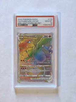 PSA 10 Pokemon Brilliant Stars 2022 174/172 Charizard VSTAR Rainbow Secret Rare - Image 1