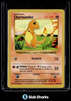 1999 POKEMON SET UNLIMITED #46/102 CHARMANDER COMMON - Image 1