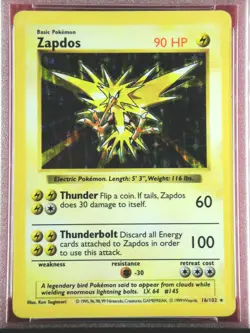 💥SHADOWLESS ZAPDOS💥 | Base Set | 16/102 | Graded Pokemon Holo-Foil | PSA 5 | ✅ - Image 2