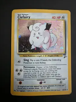 Pokemon TCG Clefairy 6/130 Base Set 2 Holo Rare 40 HP Basic Wizards English 2000 - Image 1