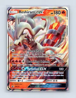 Reshiram GX - SM137 Holo Promo Sun & Moon Promo Pokemon Near Mint - Image 1