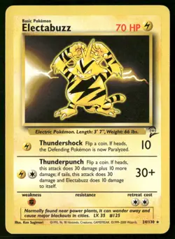 Electabuzz 24/130 Rare Base Set 2 Pokemon Damaged - Image 1