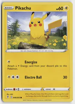 Pokemon Pikachu Common SWSH07: Evolving Skies 049/203 regular LP - Image 1